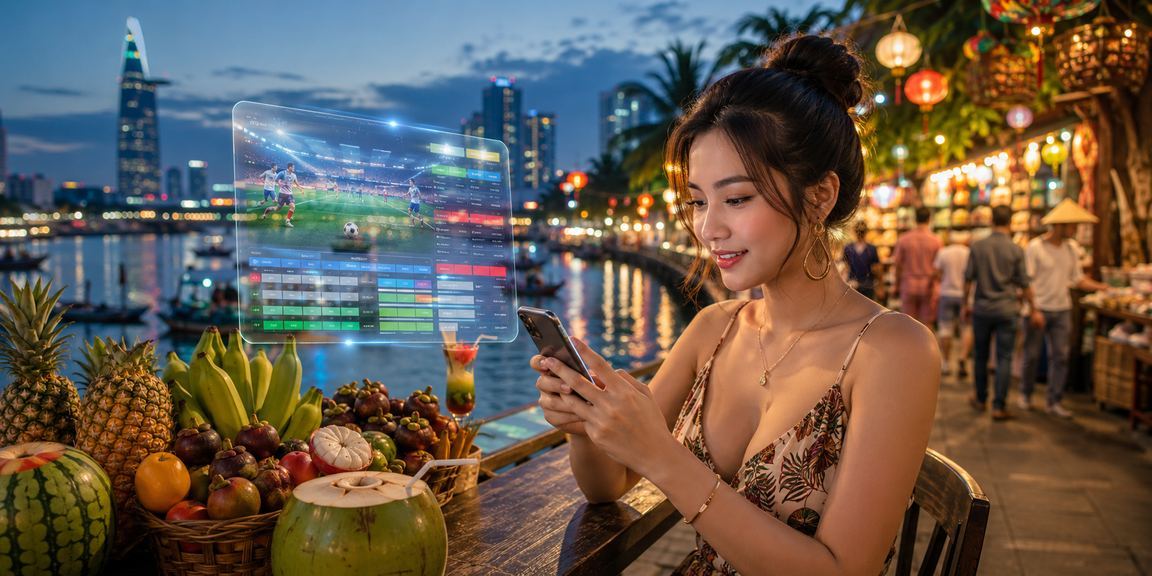 Người chơi casino trên điện thoại di động tại bãi biển Sài Gòn